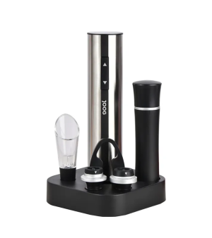 Kit Abridor de Vinho Elétrico Joog JG-EW3 - Prata/Preto