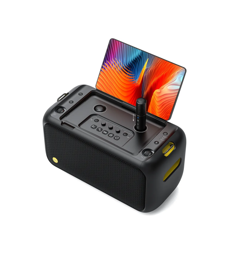 Tela touch 13,3 polegadas Full HD com Android em caixa de som karaokê