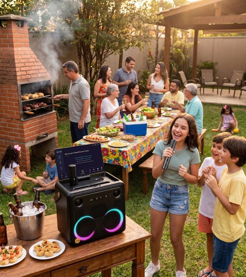 Caixa de som portátil com bateria de longa duração para festas